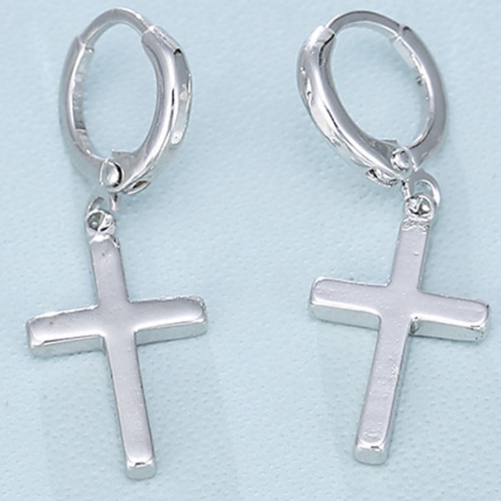 24k Gold plated unisex dangle cross earrings
